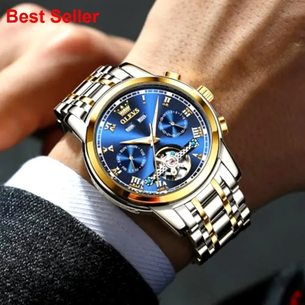 Automatic Self-Wind Mechanical Watch with Stainless Steel Strap